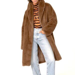 $280 REVOLVE plush Faux Fur open front Coat by Apparis XL
